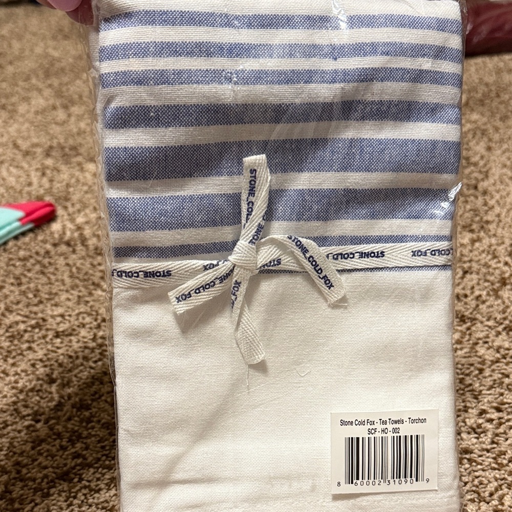 Stone Cold Fox Navy and White Striped Towels